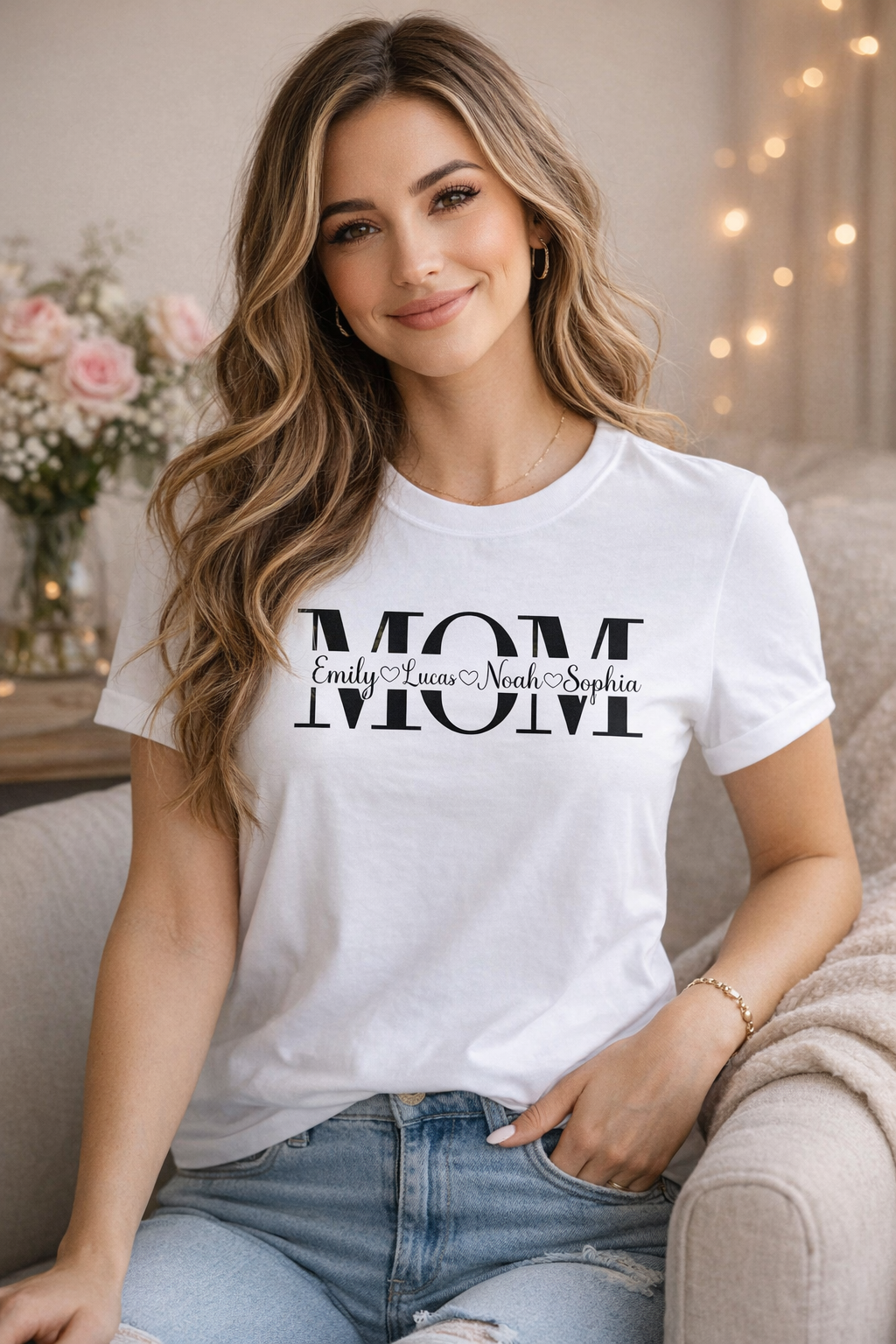 Custom Mom Shirt with Children’s Names | Personalized Gift for Mom