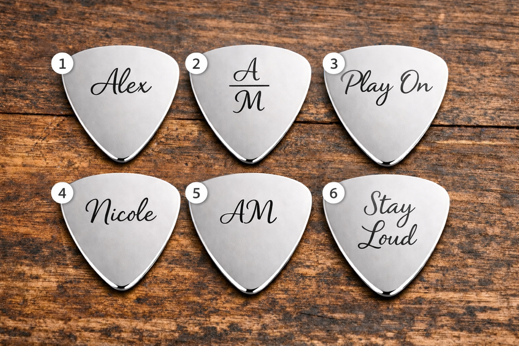 Custom Engraved Stainless Steel Guitar Picks