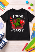 I Steal Hearts Dinosaur Kids T-Shirt Valentine’s Day Shirt