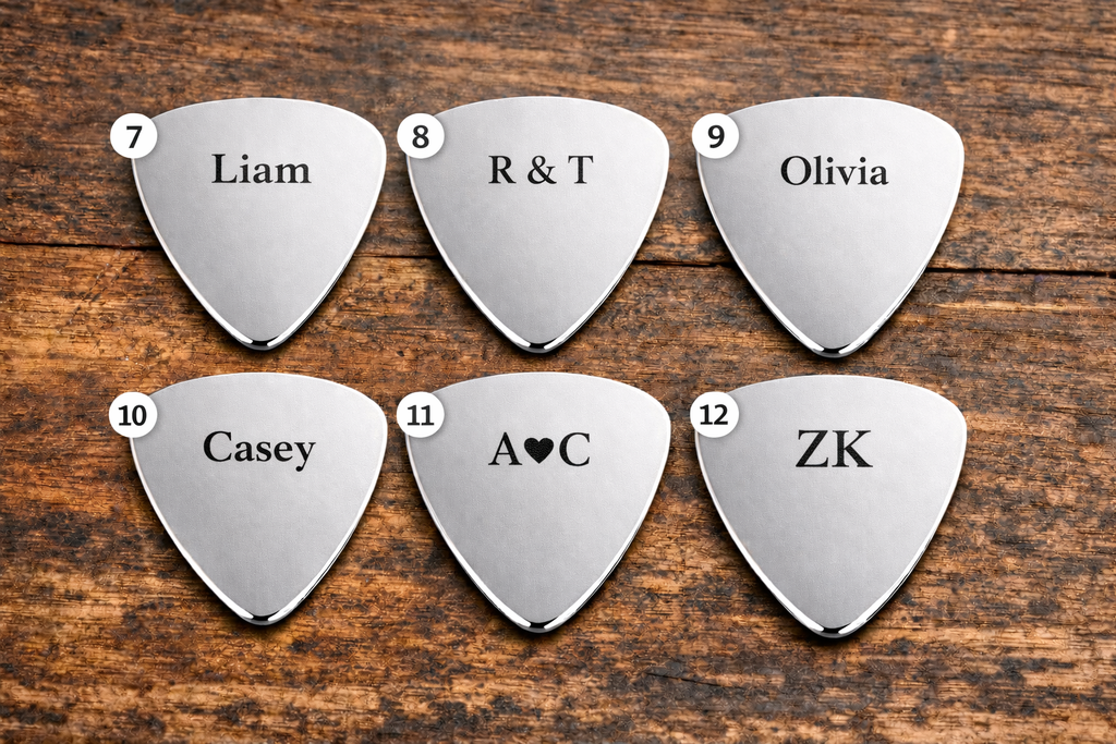 Custom Engraved Stainless Steel Guitar Picks