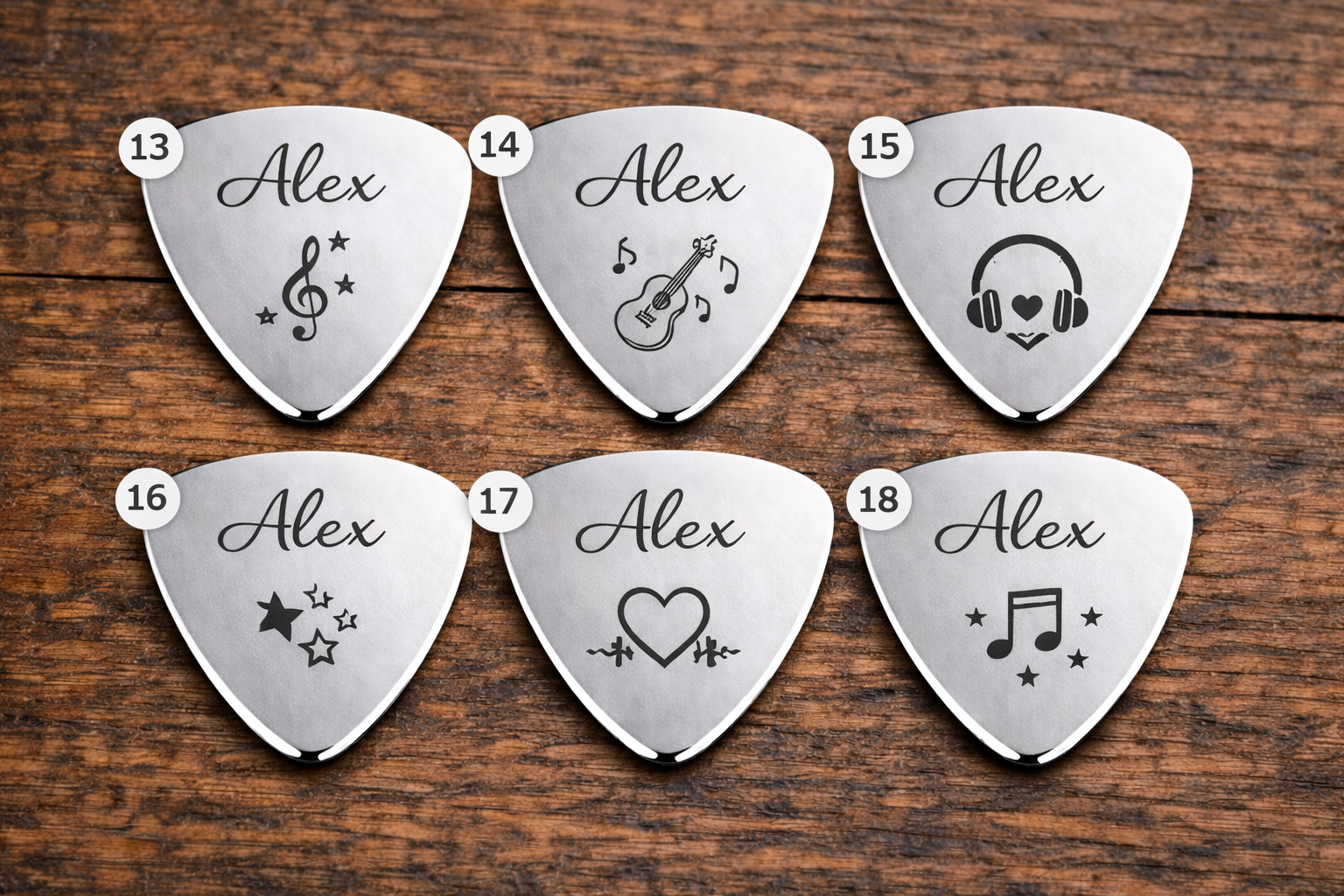 Custom Engraved Stainless Steel Guitar Picks
