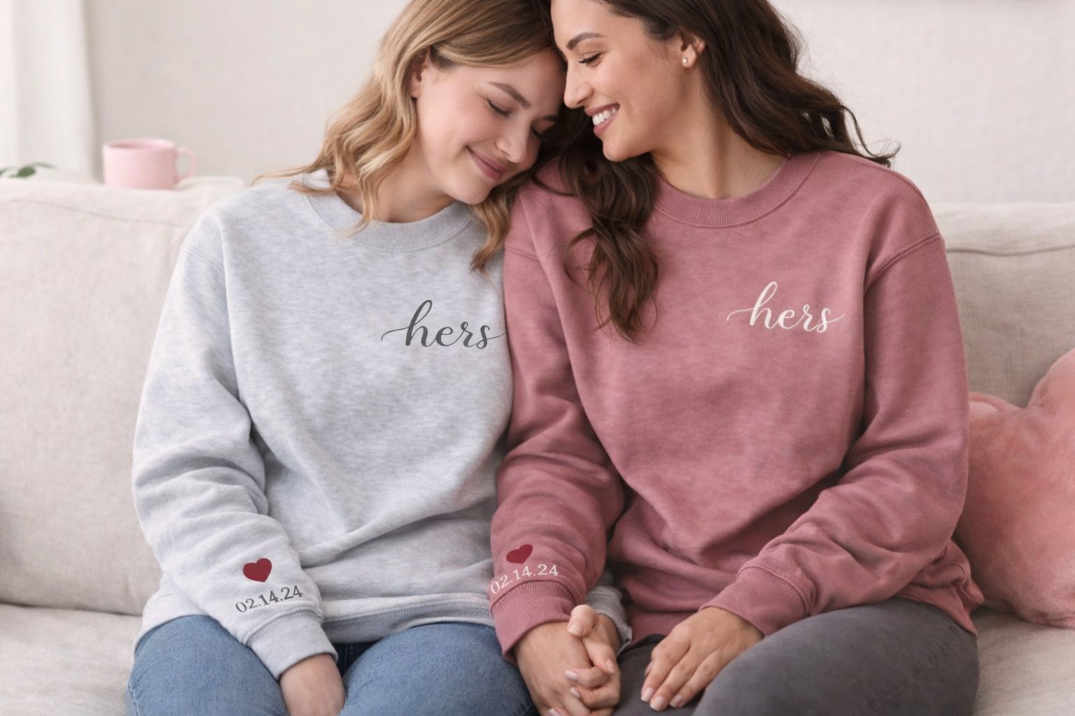 Personalized His and Hers Valentine Sweatshirts