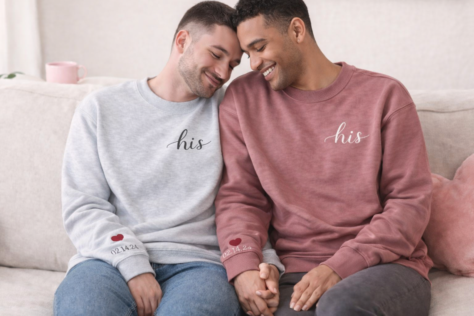 Personalized His and Hers Valentine Sweatshirts