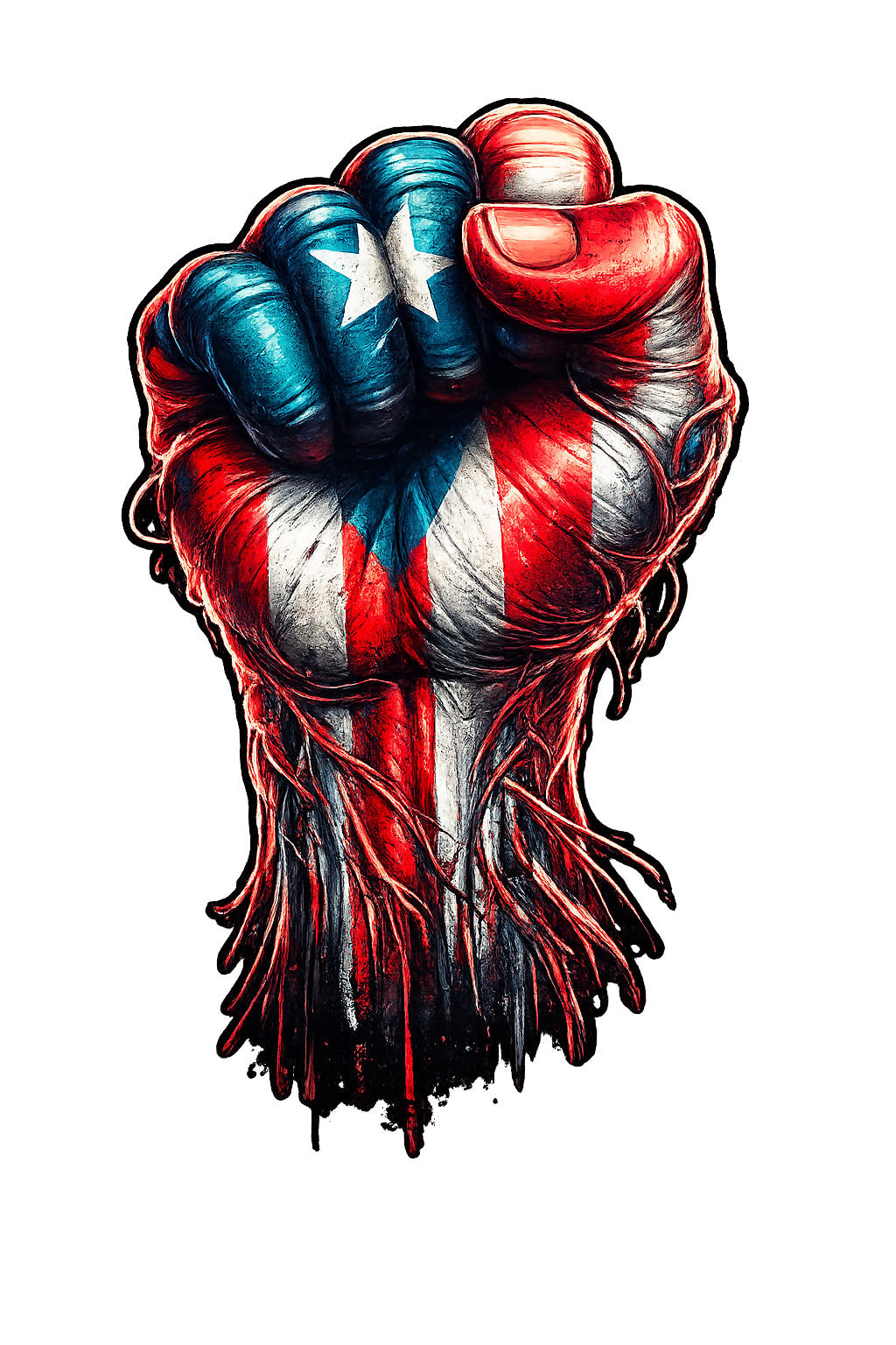Puerto Rican Power Fist Digital Design PNG