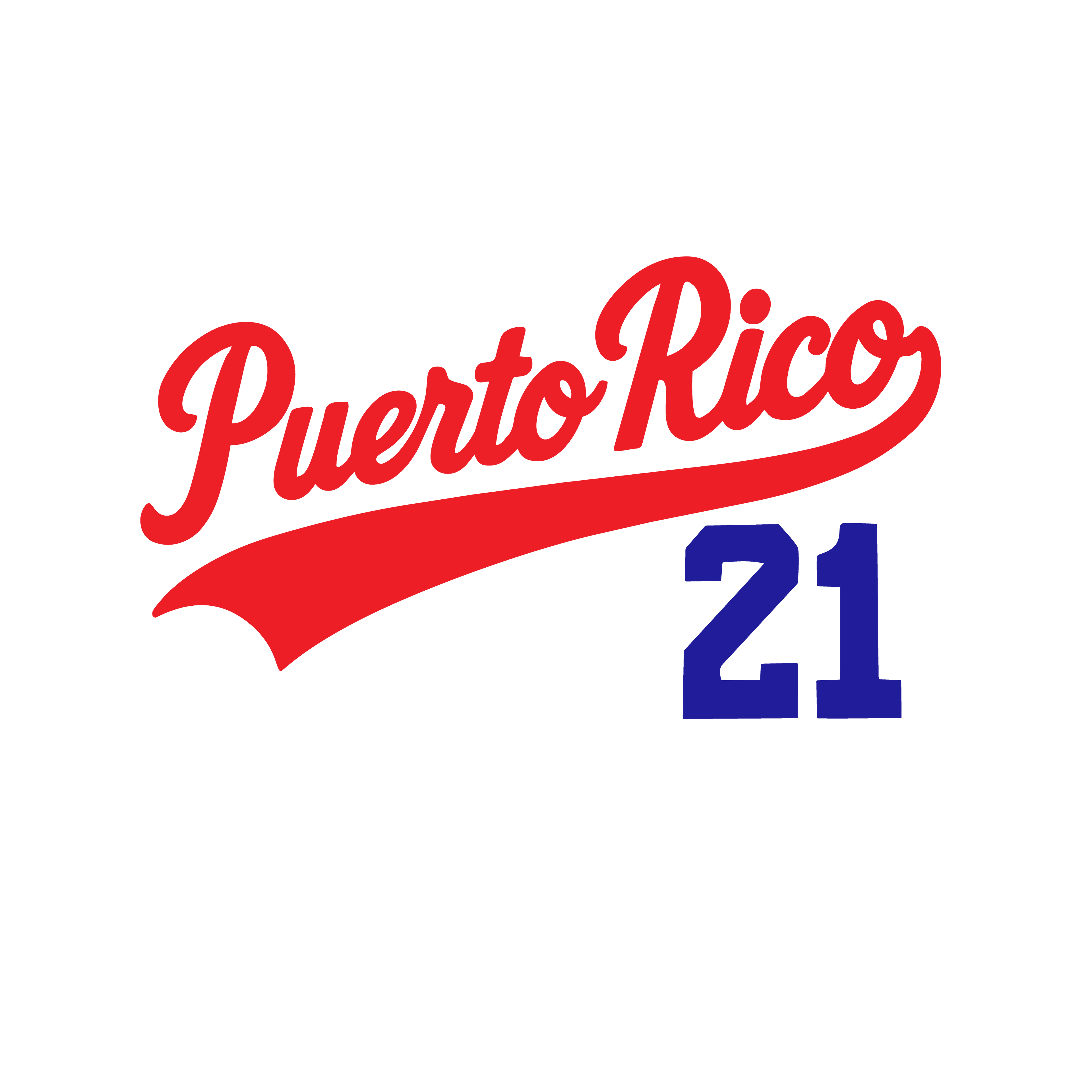Text 'Puerto Rico 21' in red and blue on a white background