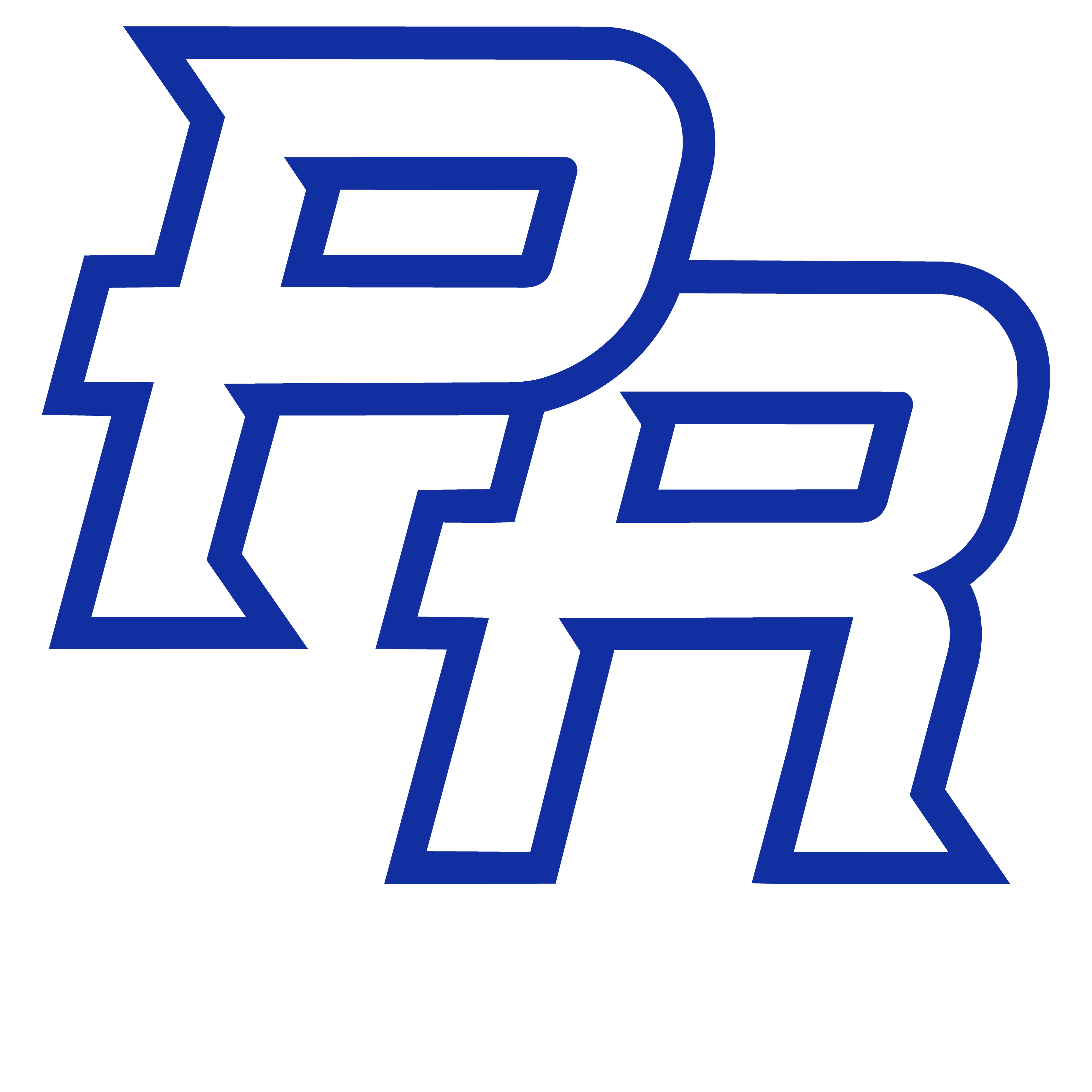 Blue and white logo with 'PR' on a white background