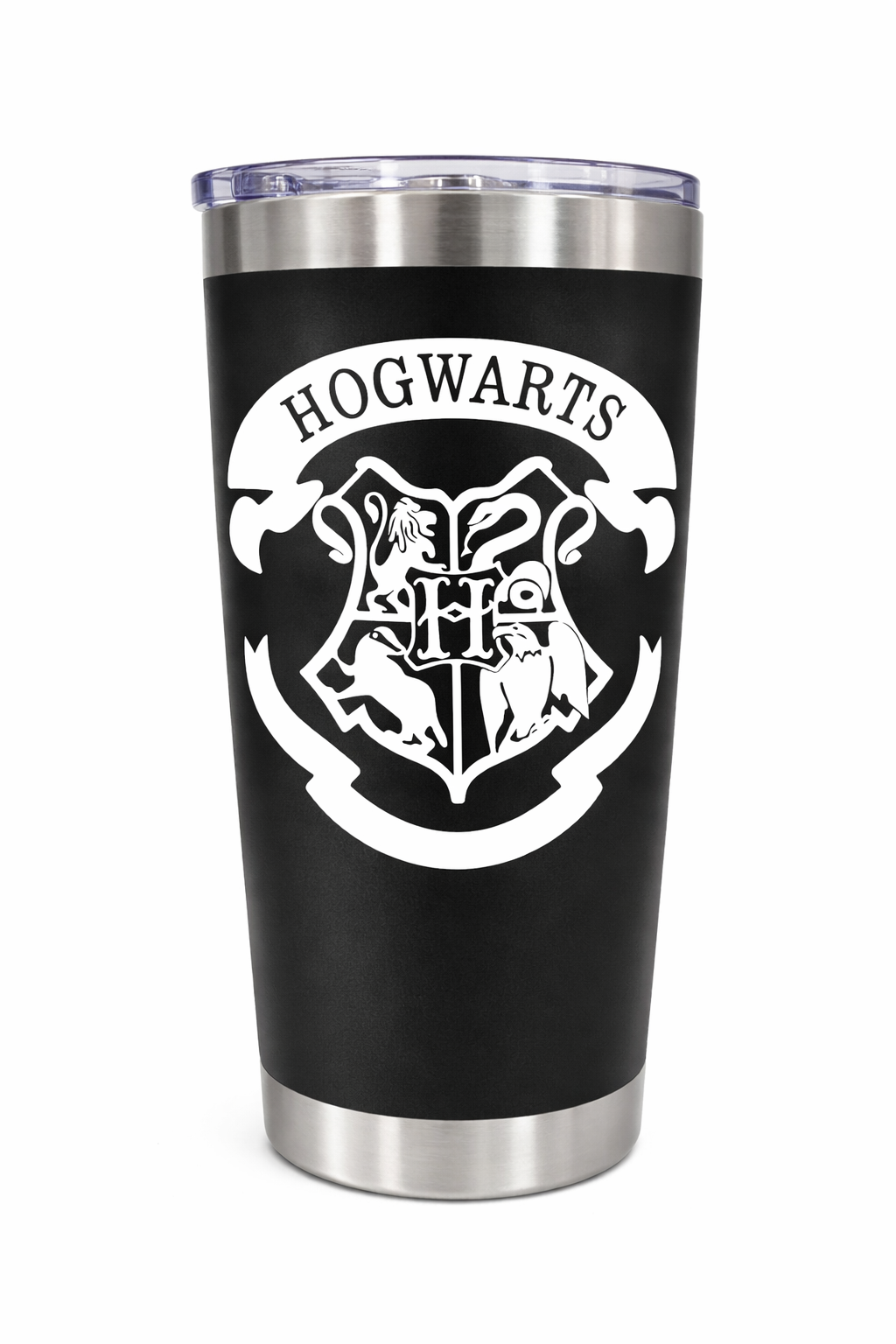 Custom 20oz skinny tumbler personalized with uploaded design, includes lid