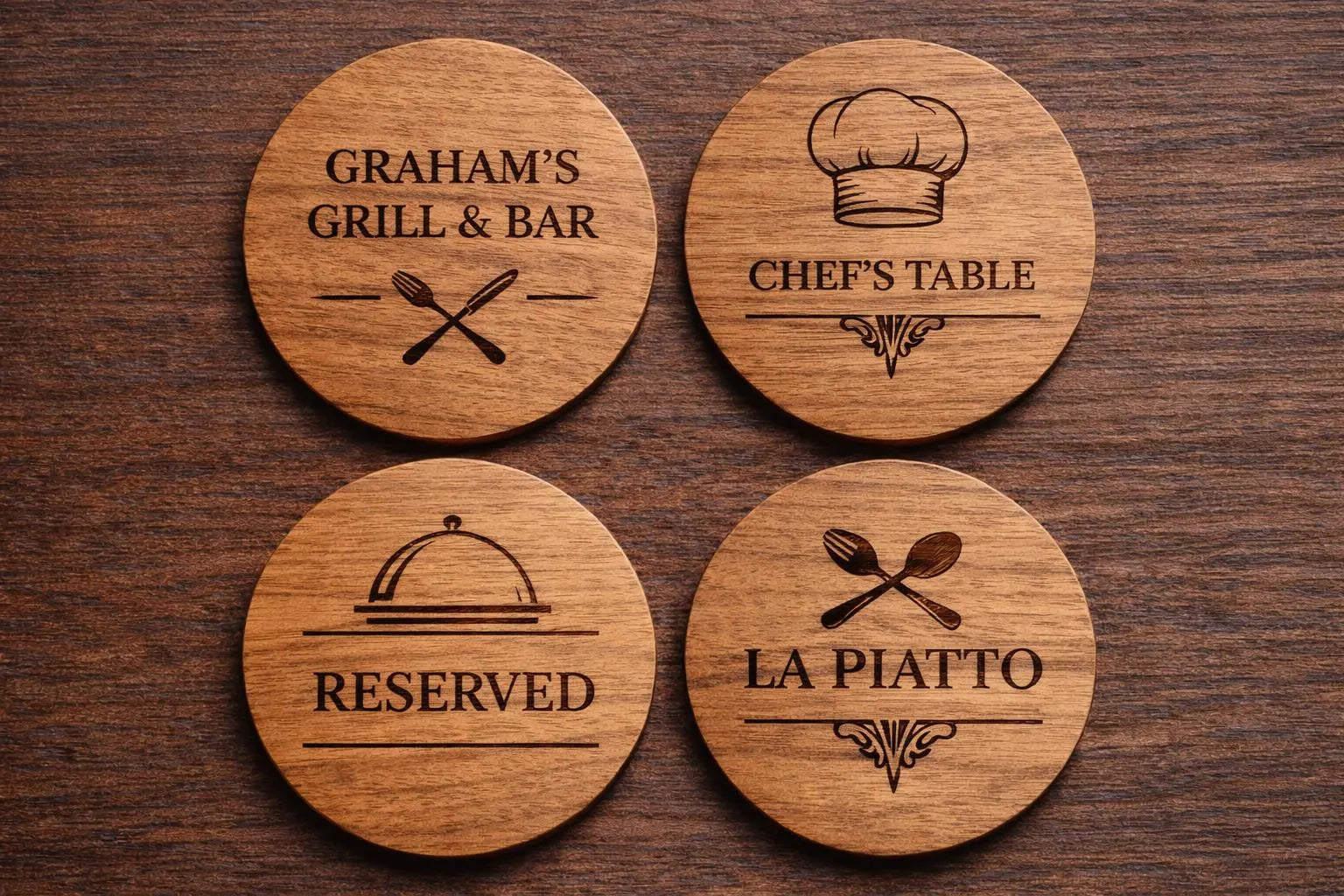 Personalized Drink Coasters – Custom Engraved Wood