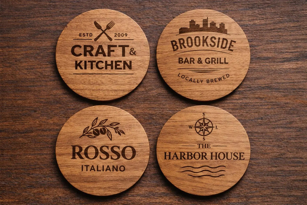 Personalized Drink Coasters – Custom Engraved Wood