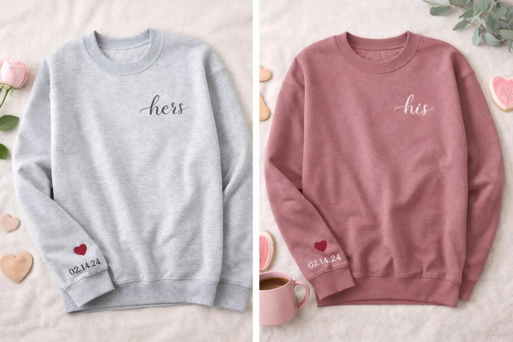 Personalized His and Hers Valentine Sweatshirts