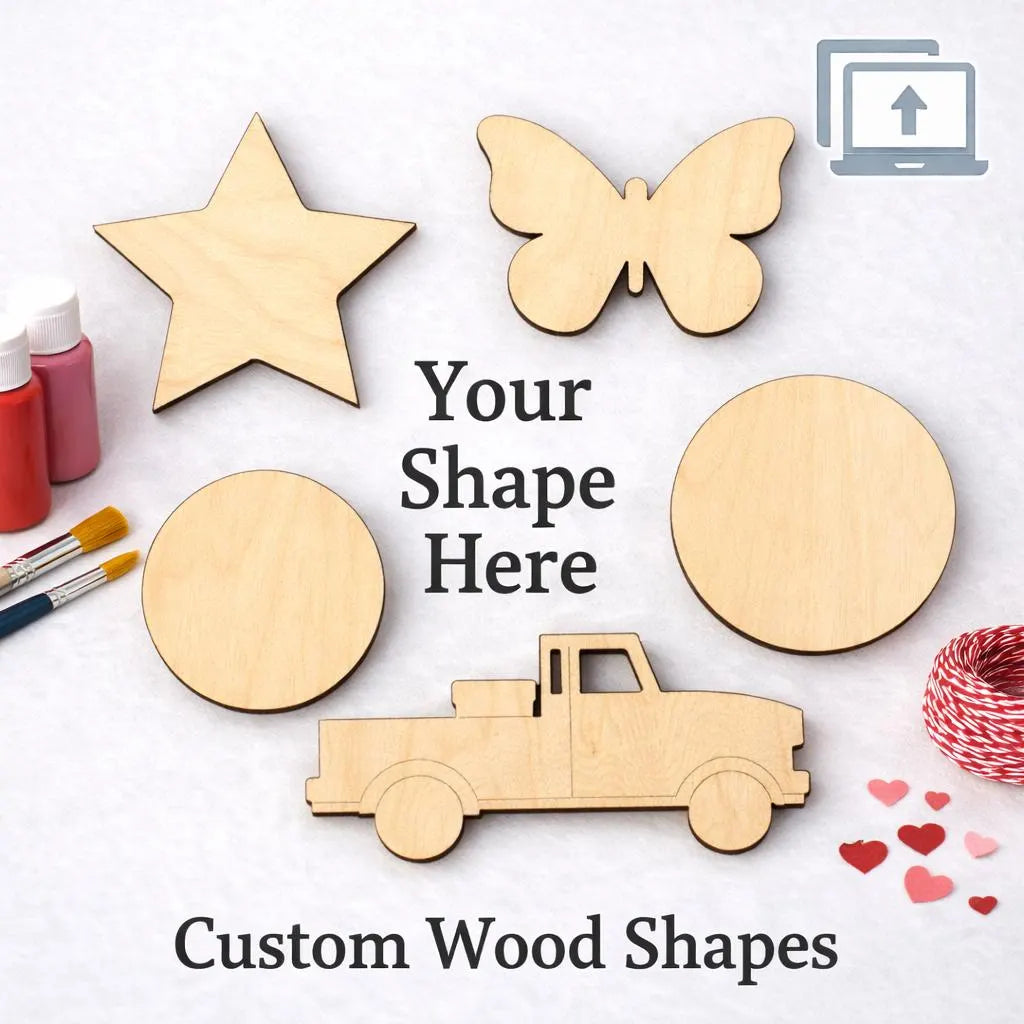 Custom Laser Cut Wood Shape – DIY Craft Blank, Unfinished Plywood