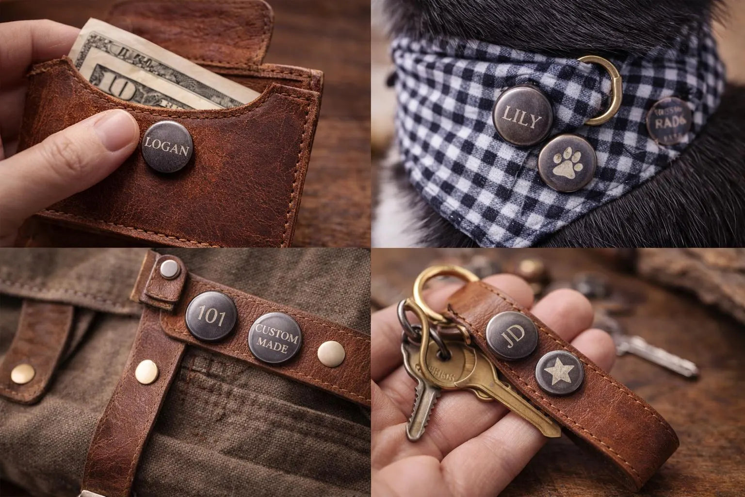 Custom Engraved Metal Snaps for Leather & Crafts