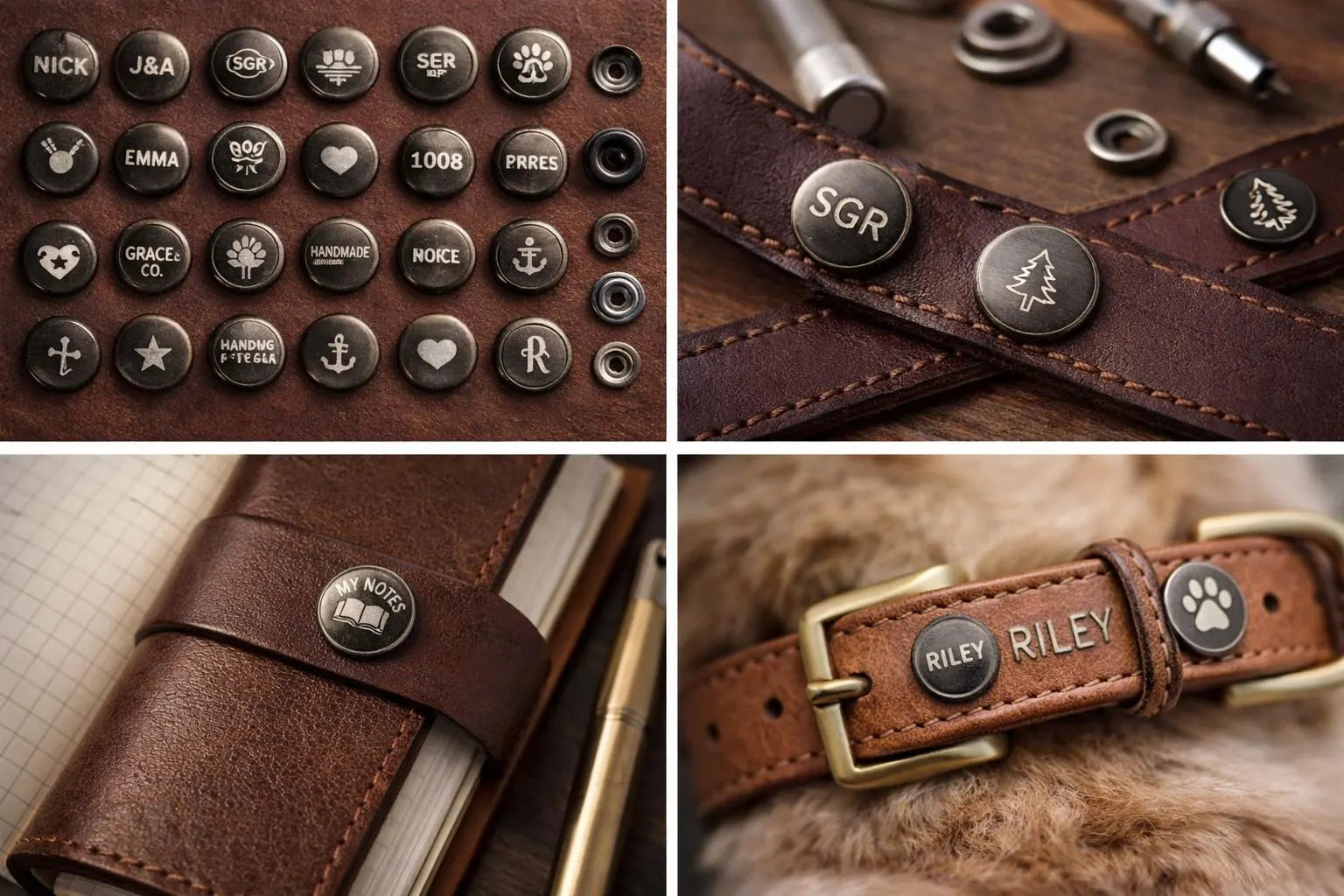 Custom Engraved Metal Snaps for Leather & Crafts